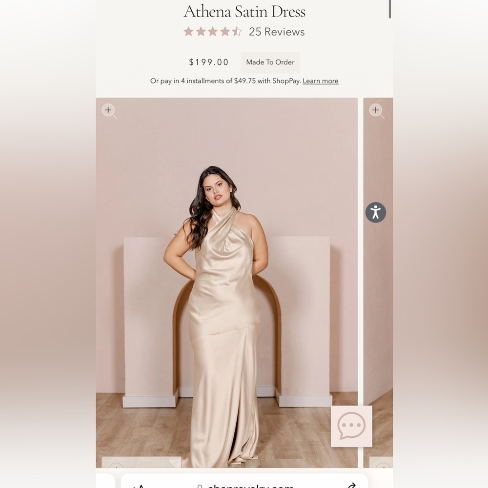 Athena Satin Dress size four unaltered gold champagne color